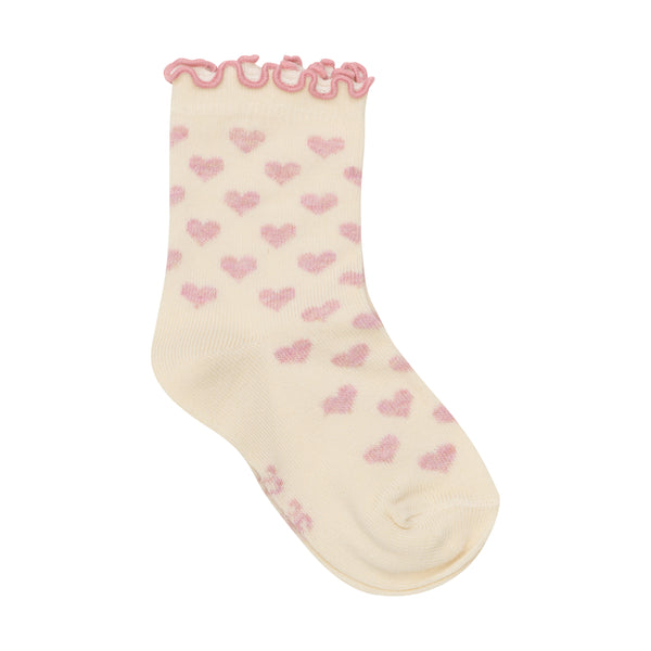 MINYMO Socks - Pink/White Lettuce Hem