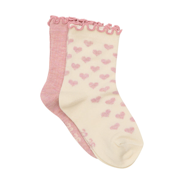 MINYMO Socks - Pink/White Lettuce Hem