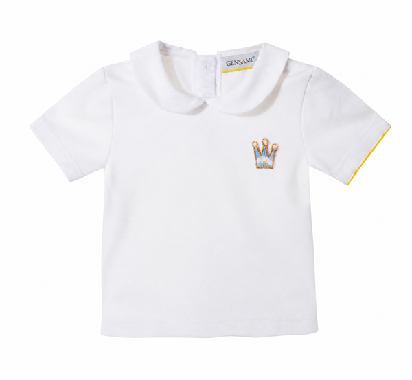 Gensami Boys Organic Cotton Shirt with Crown Patch - OffWhite