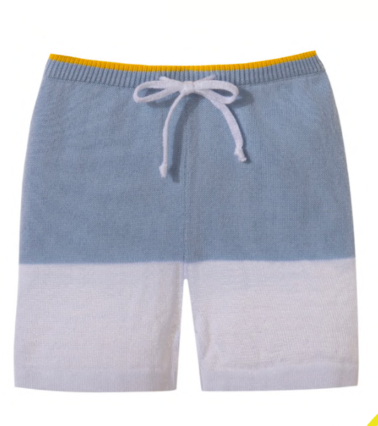 Gensami Boys Organic Cotton Bicolour Knit Shorts - OffWhite/Blue
